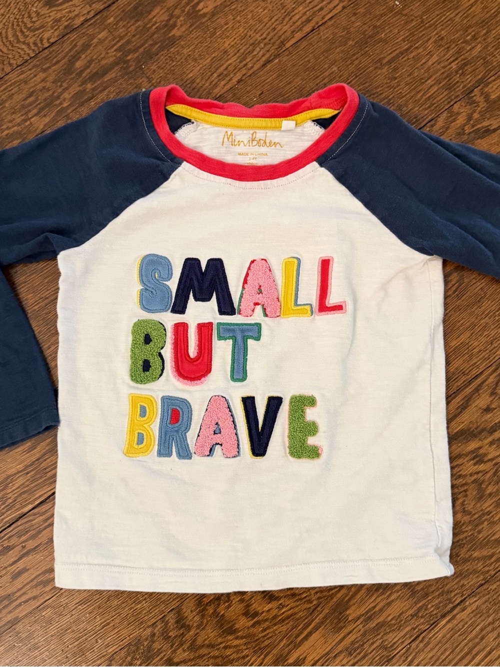 Mini Boden • SMALL BUT BRAVE ringer tee